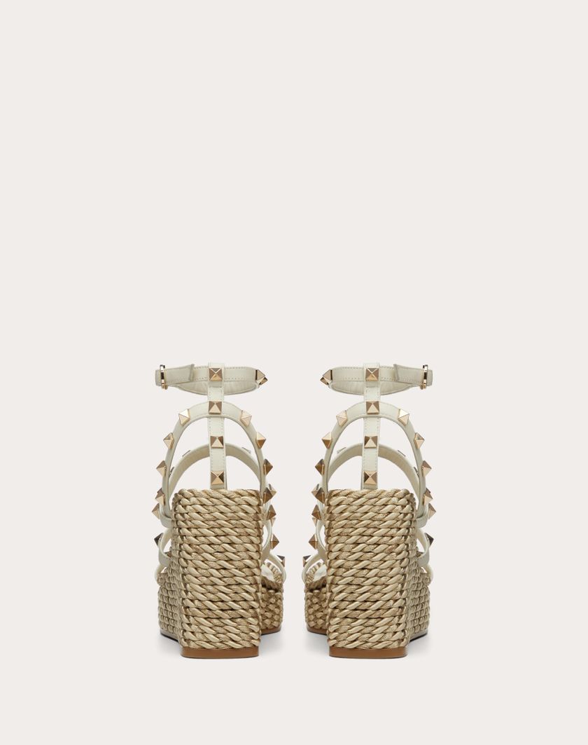 ROCKSTUD CALFSKIN WEDGE SANDAL WITH STRAPS 95 MM - Image 5